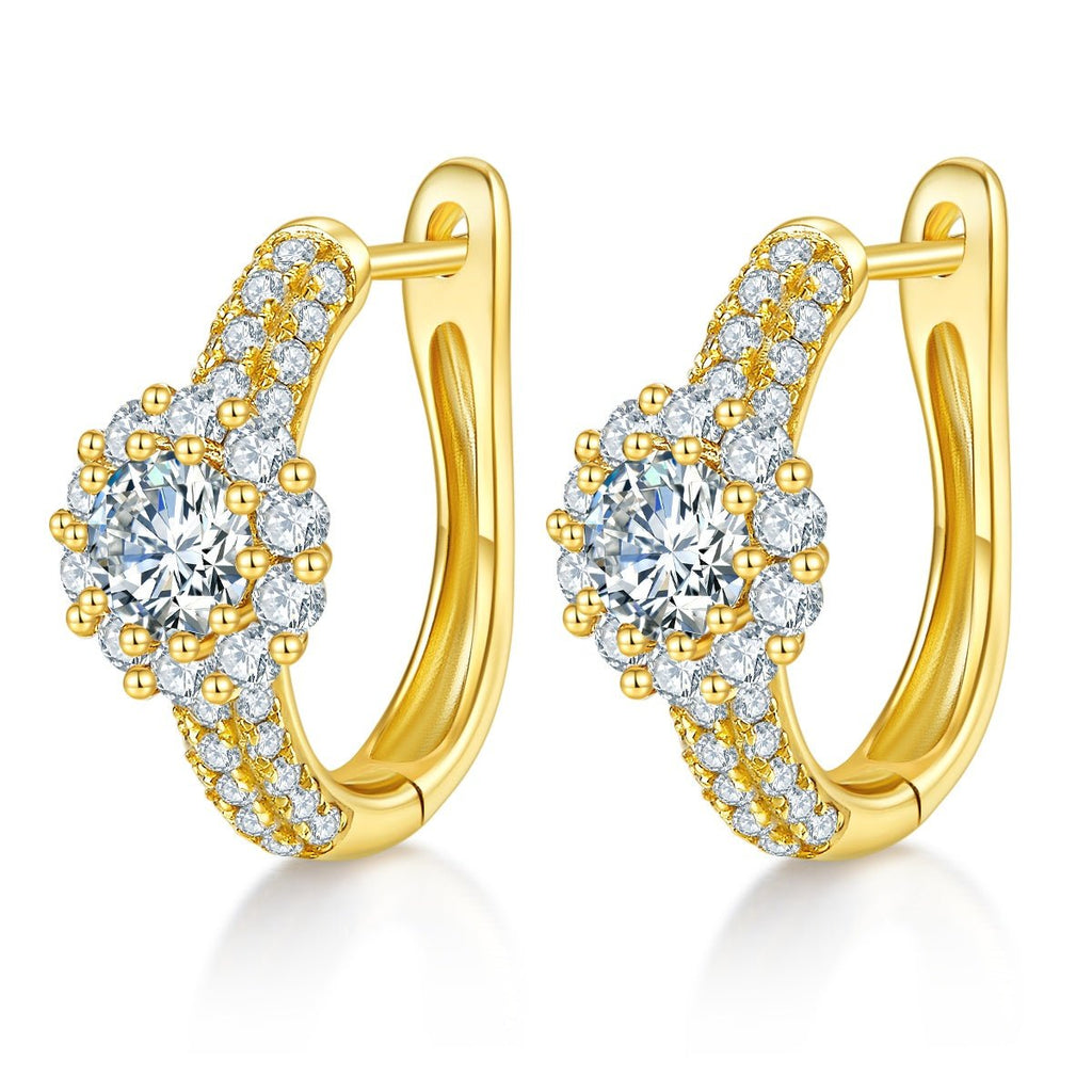 Boucles d'oreilles créoles halo en moissanite 5mm argent sterling S925 5,4g - IVOIRART.COM