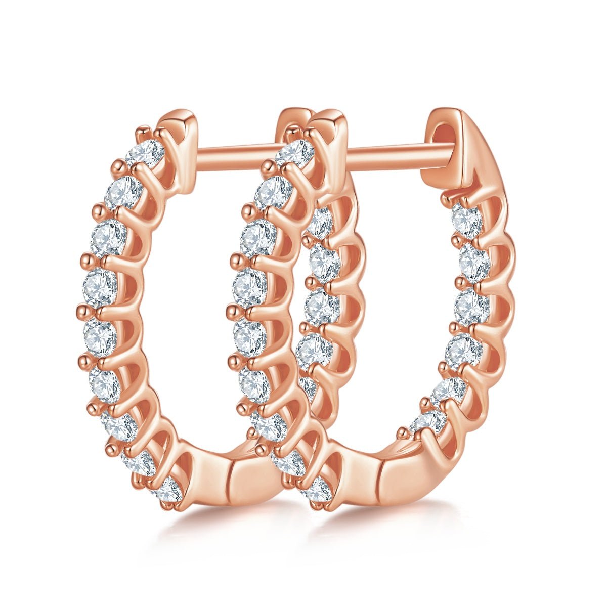 Boucles d'oreilles créoles Huggie 16,5 mm en argent sterling S925, moissanite, plaqué platine, certificat GRA, hypoallergéniques, coffret cadeau (30 pièces) - IVOIRART.COM
