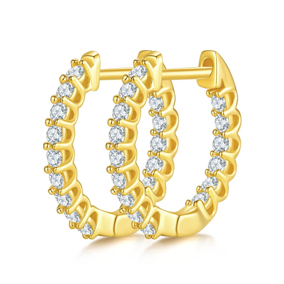 Boucles d'oreilles créoles Huggie 16,5 mm en argent sterling S925, moissanite, plaqué platine, certificat GRA, hypoallergéniques, coffret cadeau (30 pièces) - IVOIRART.COM