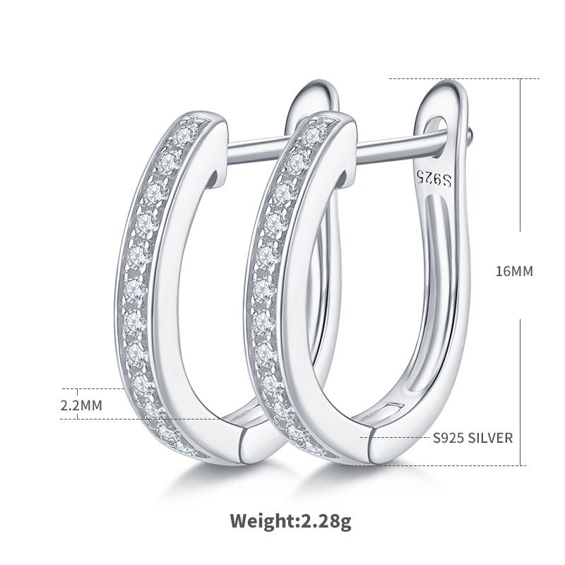 Boucles d'oreilles créoles Huggie 16mm en argent Sterling S925, 24 Moissanites, plaquées platine, certifiées GRA, hypoallergéniques, coffret cadeau - IVOIRART.COM