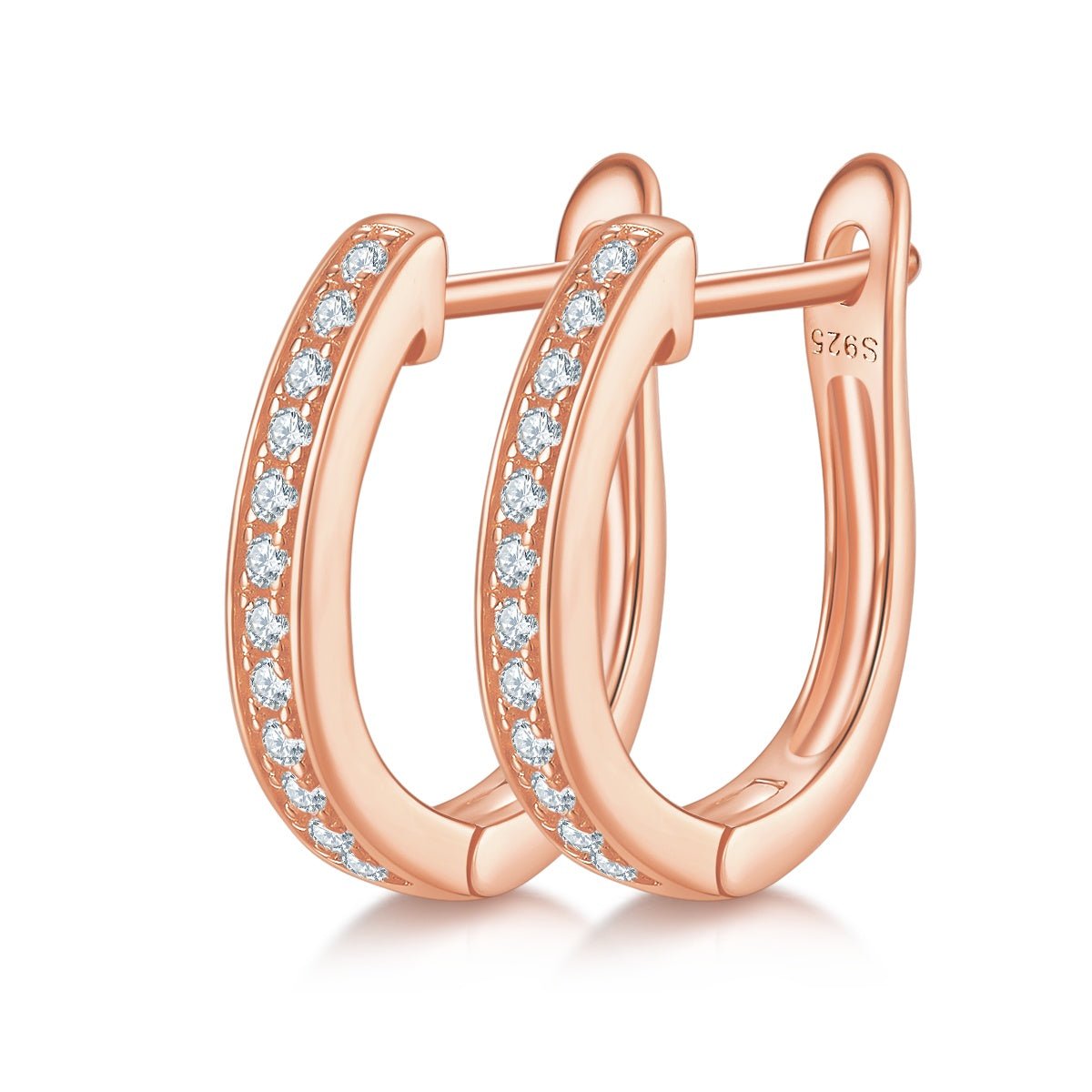 Boucles d'oreilles créoles Huggie 16mm en argent Sterling S925, 24 Moissanites, plaquées platine, certifiées GRA, hypoallergéniques, coffret cadeau - IVOIRART.COM