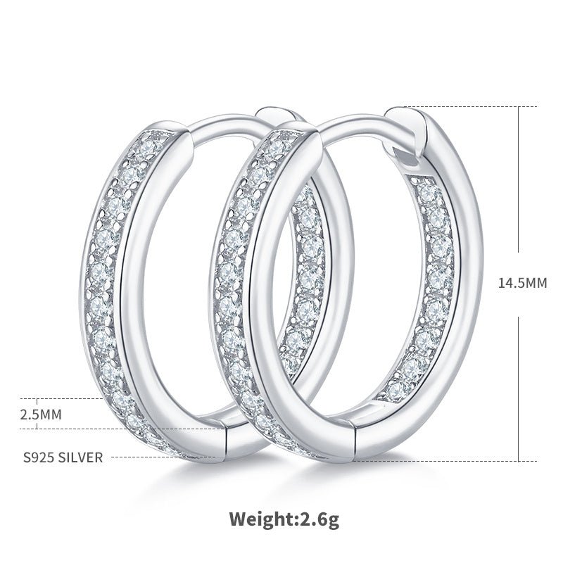 Boucles d’oreilles créoles Huggie 40 pcs Moissanite en argent S925, plaquées platine, 14,5 mm, certificat GRA, coffret cadeau - IVOIRART.COM