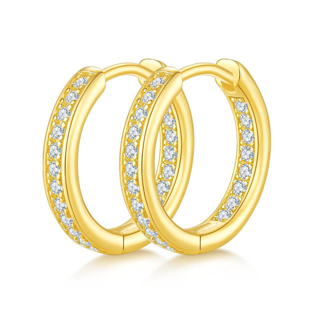 Boucles d’oreilles créoles Huggie 40 pcs Moissanite en argent S925, plaquées platine, 14,5 mm, certificat GRA, coffret cadeau - IVOIRART.COM
