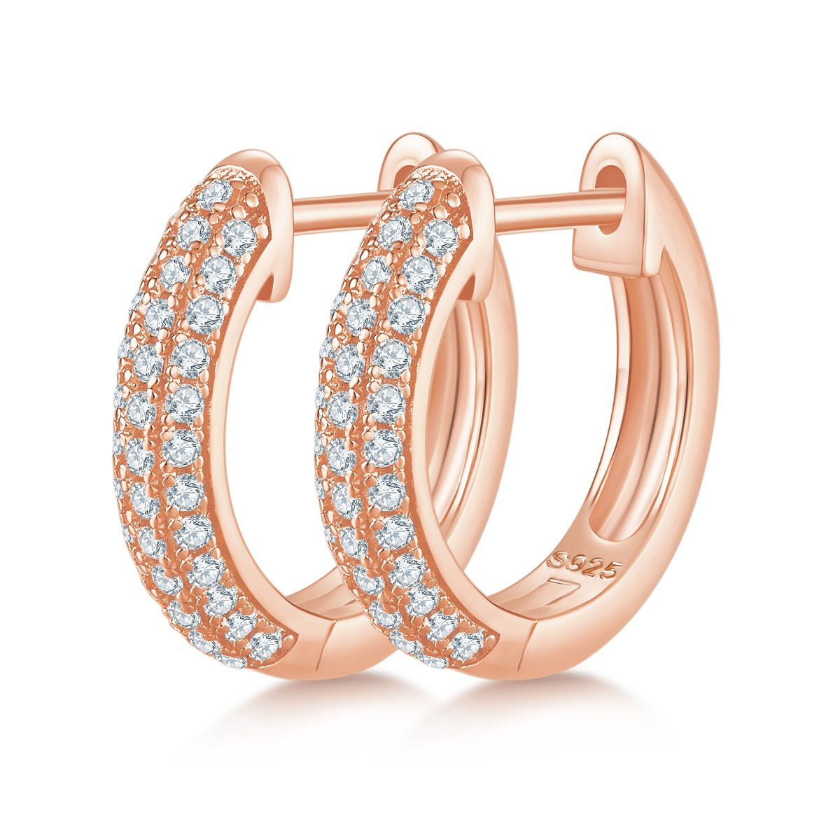 Boucles d'oreilles créoles Huggie 74 pierres Moissanite en argent S925 15mm plaqué platine 3 couleurs boîte cadeau hypoallergéniques - IVOIRART.COM