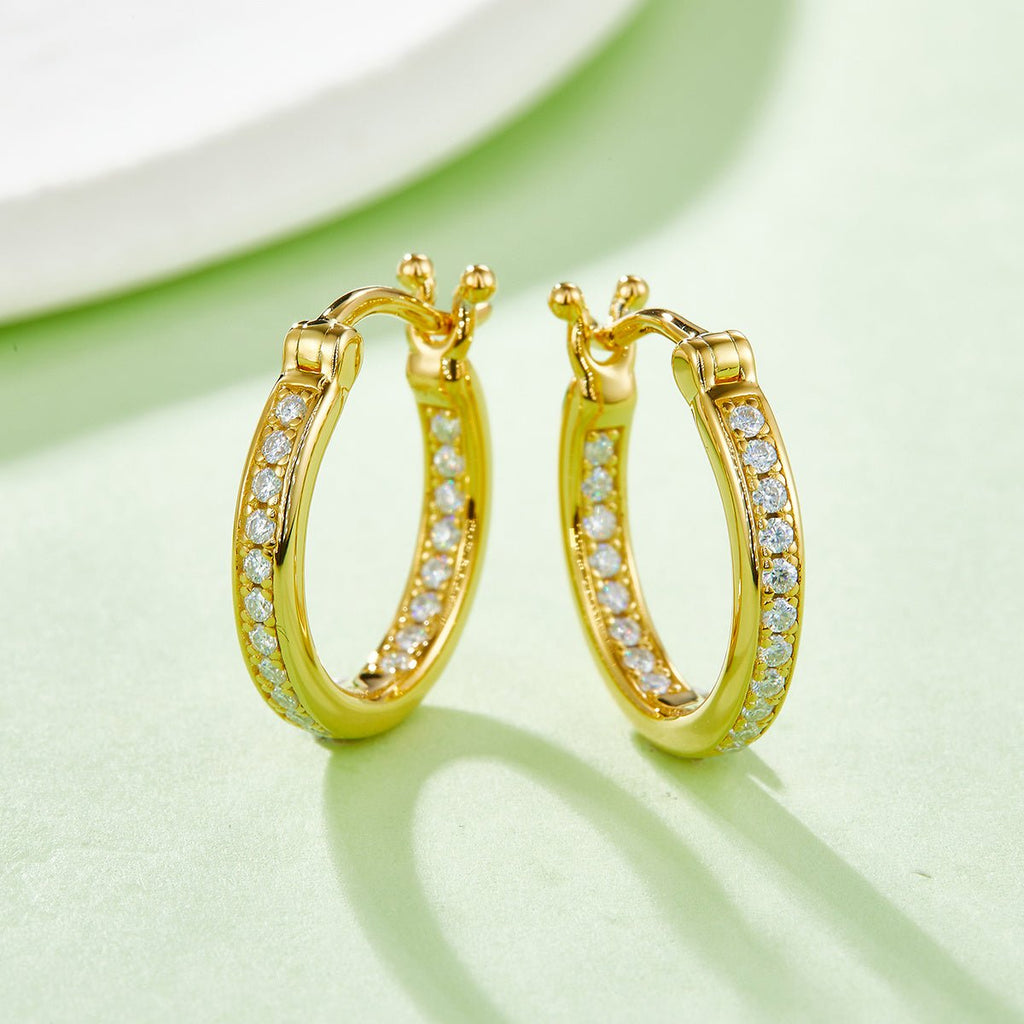 Boucles d’oreilles créoles huggie en argent sterling S925, 38 moissanites, 16,5 mm, plaqué platine, certifiées GRA, hypoallergéniques, coffret cadeau - IVOIRART.COM
