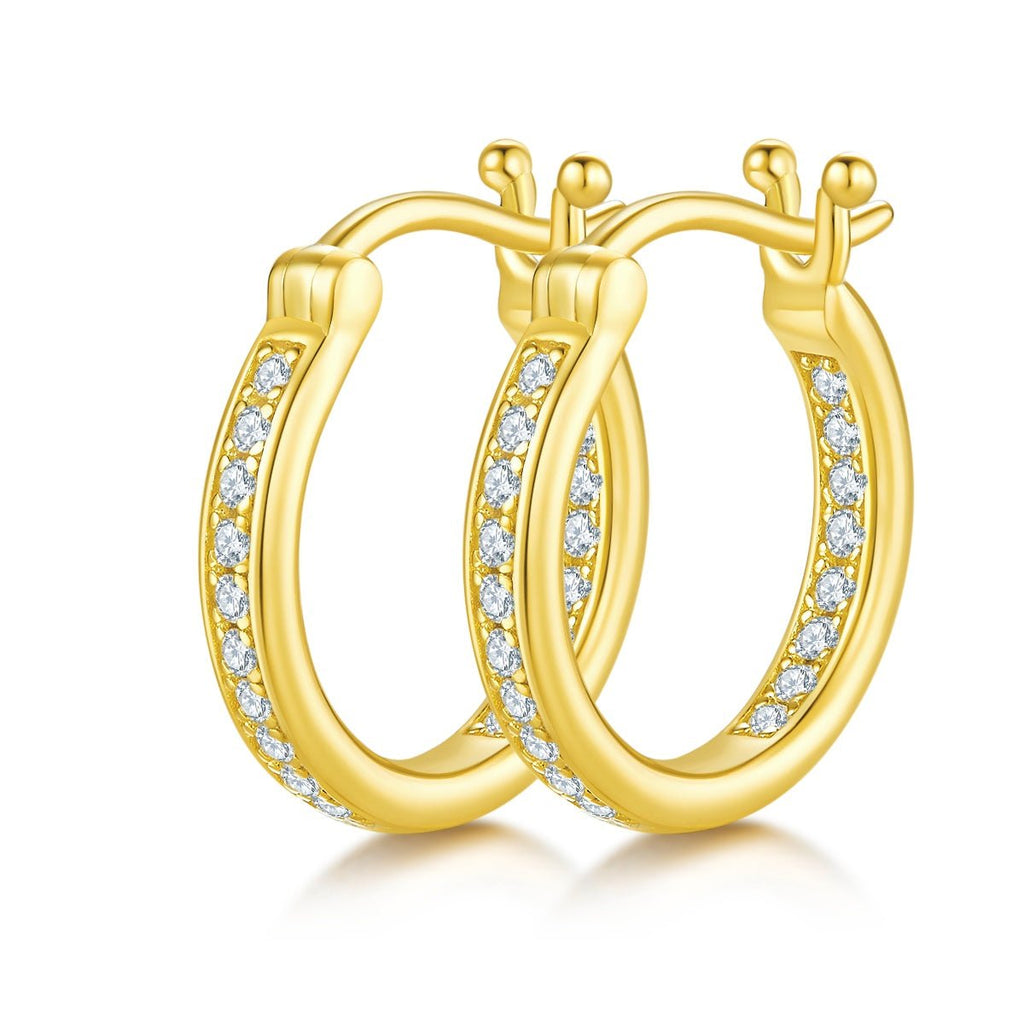 Boucles d’oreilles créoles huggie en argent sterling S925, 38 moissanites, 16,5 mm, plaqué platine, certifiées GRA, hypoallergéniques, coffret cadeau - IVOIRART.COM
