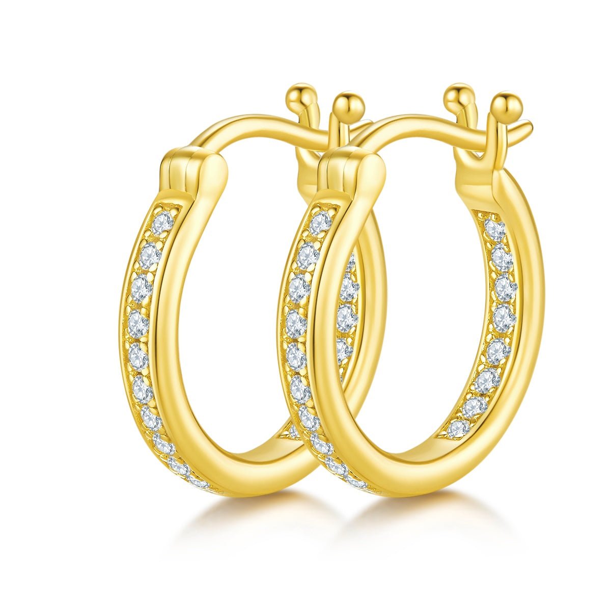 Boucles d’oreilles créoles huggie en argent sterling S925, 38 moissanites, 16,5 mm, plaqué platine, certifiées GRA, hypoallergéniques, coffret cadeau - IVOIRART.COM