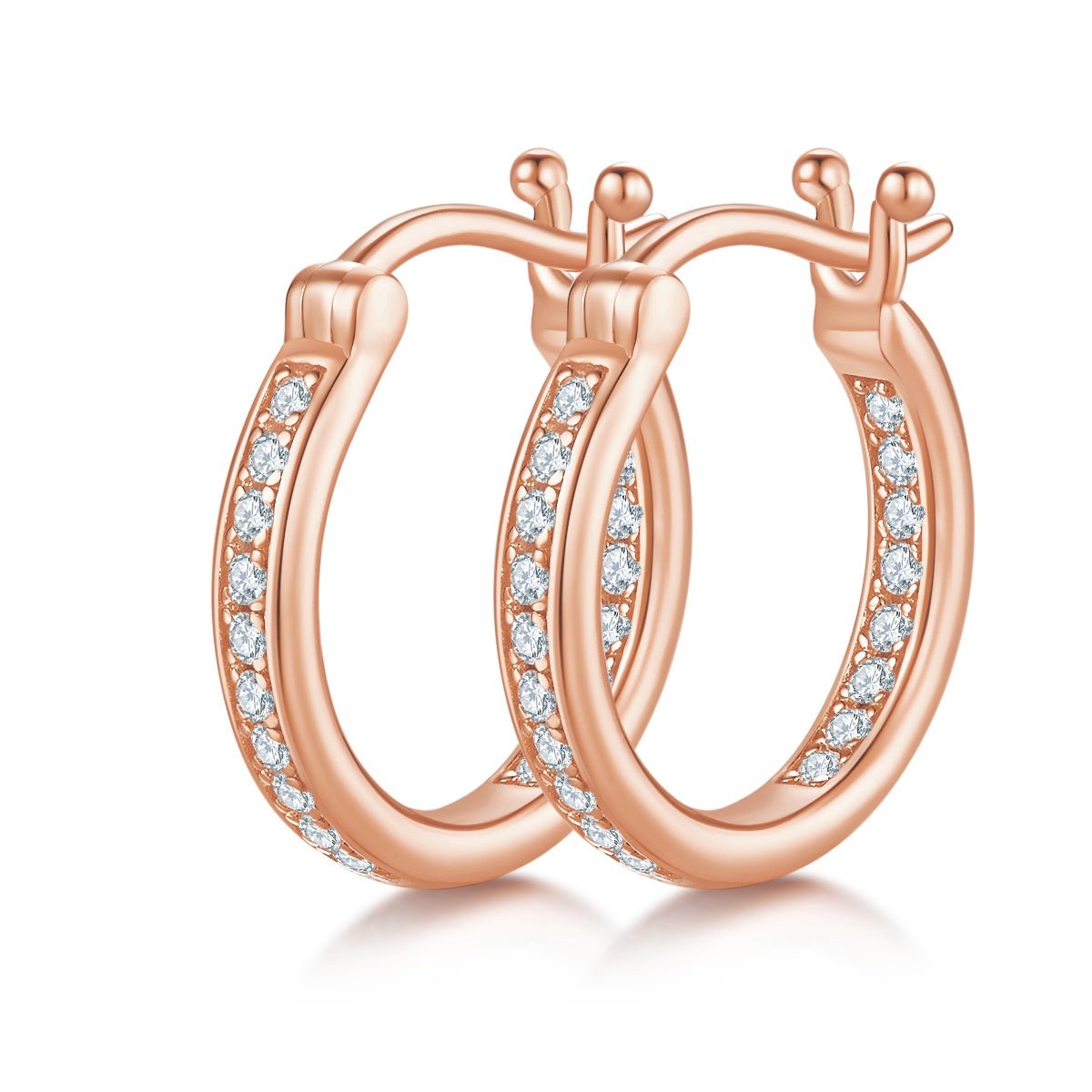 Boucles d’oreilles créoles huggie en argent sterling S925, 38 moissanites, 16,5 mm, plaqué platine, certifiées GRA, hypoallergéniques, coffret cadeau - IVOIRART.COM