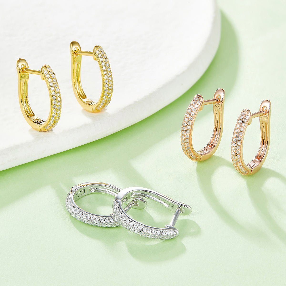 Boucles d’oreilles créoles Huggie en argent sterling S925 98 pierres de moissanite, 16mm, plaqué platine, certifiées GRA, boîte cadeau, hypoallergéniques, 3 couleurs - IVOIRART.COM