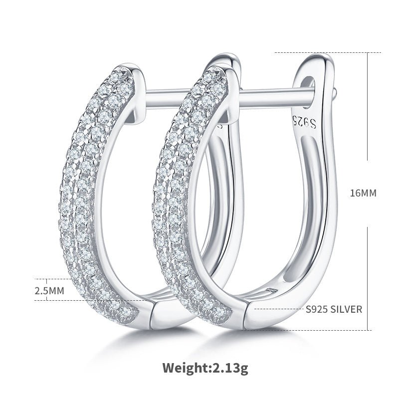 Boucles d’oreilles créoles Huggie en argent sterling S925 98 pierres de moissanite, 16mm, plaqué platine, certifiées GRA, boîte cadeau, hypoallergéniques, 3 couleurs - IVOIRART.COM