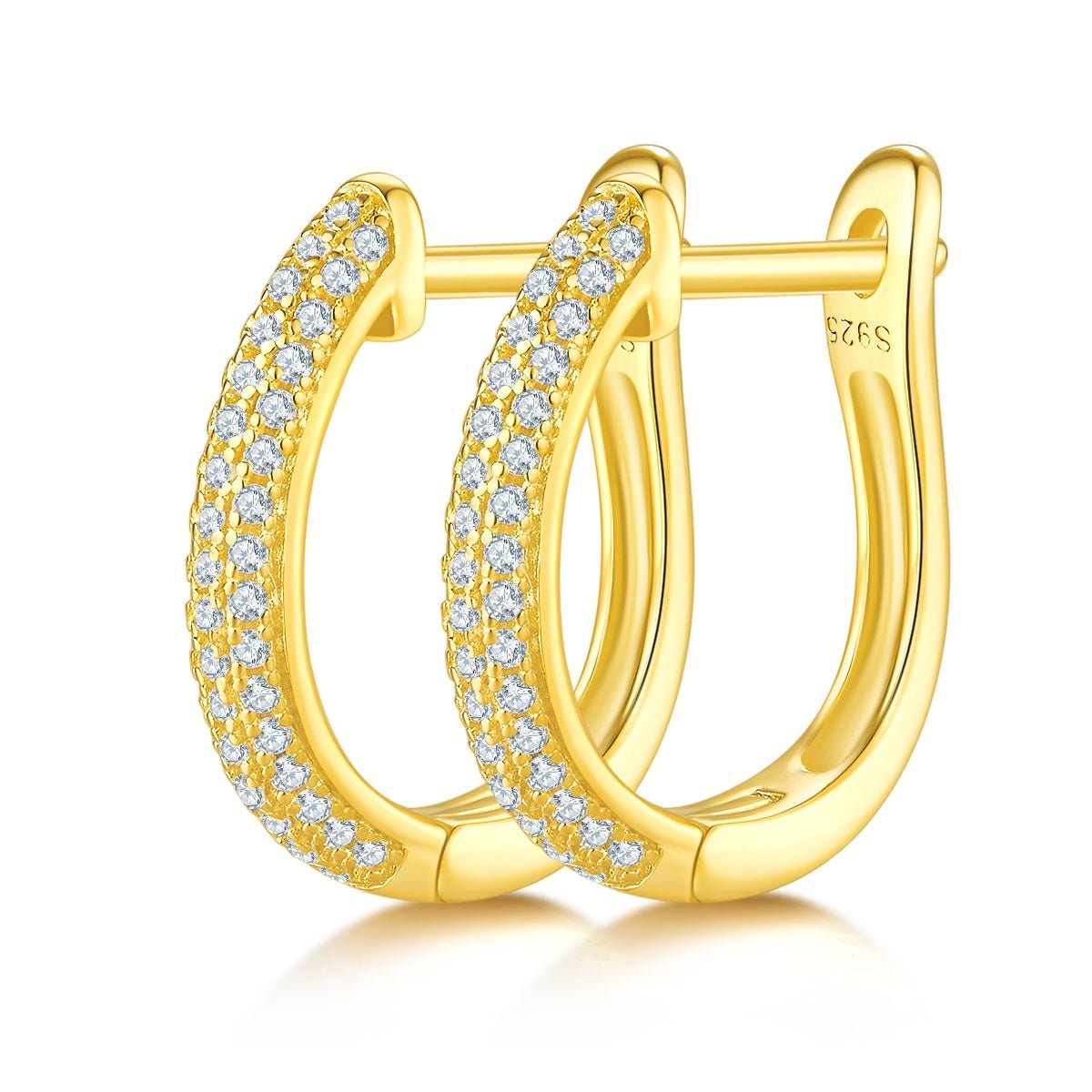 Boucles d’oreilles créoles Huggie en argent sterling S925 98 pierres de moissanite, 16mm, plaqué platine, certifiées GRA, boîte cadeau, hypoallergéniques, 3 couleurs - IVOIRART.COM