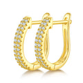 Boucles d'oreilles créoles huggy en argent sterling S925 avec moissanite, serties pavé en U, certifiées GRA, plaqué platine, or rose ou or, set cadeau - IVOIRART.COM
