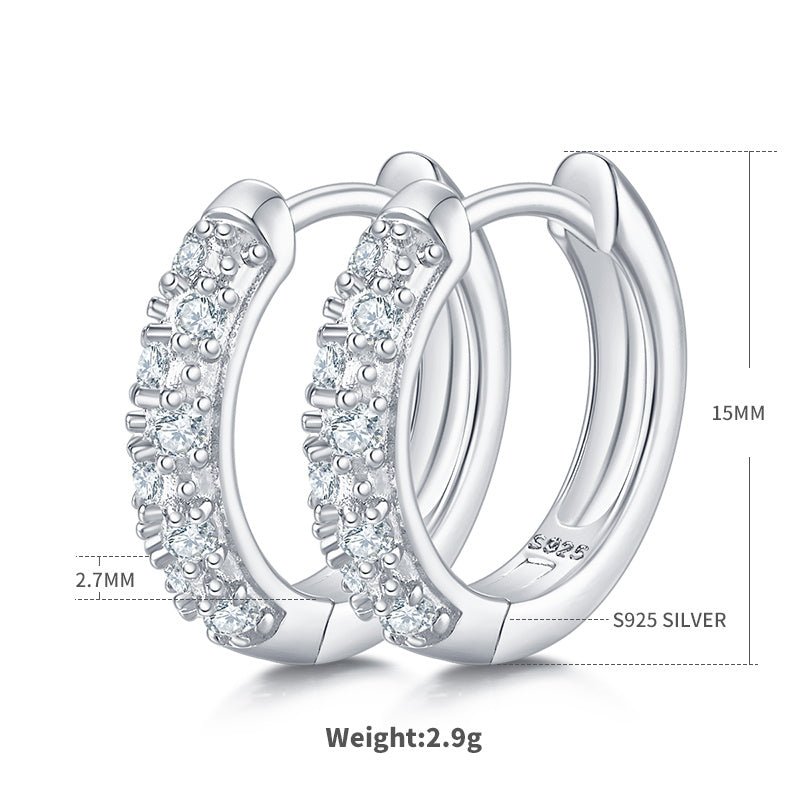 Boucles d’oreilles créoles moissanite 15mm argent sterling S925 2,9g, 16 pierres pavé, plaquées platine avec certificat GRA, coffret cadeau femme - IVOIRART.COM