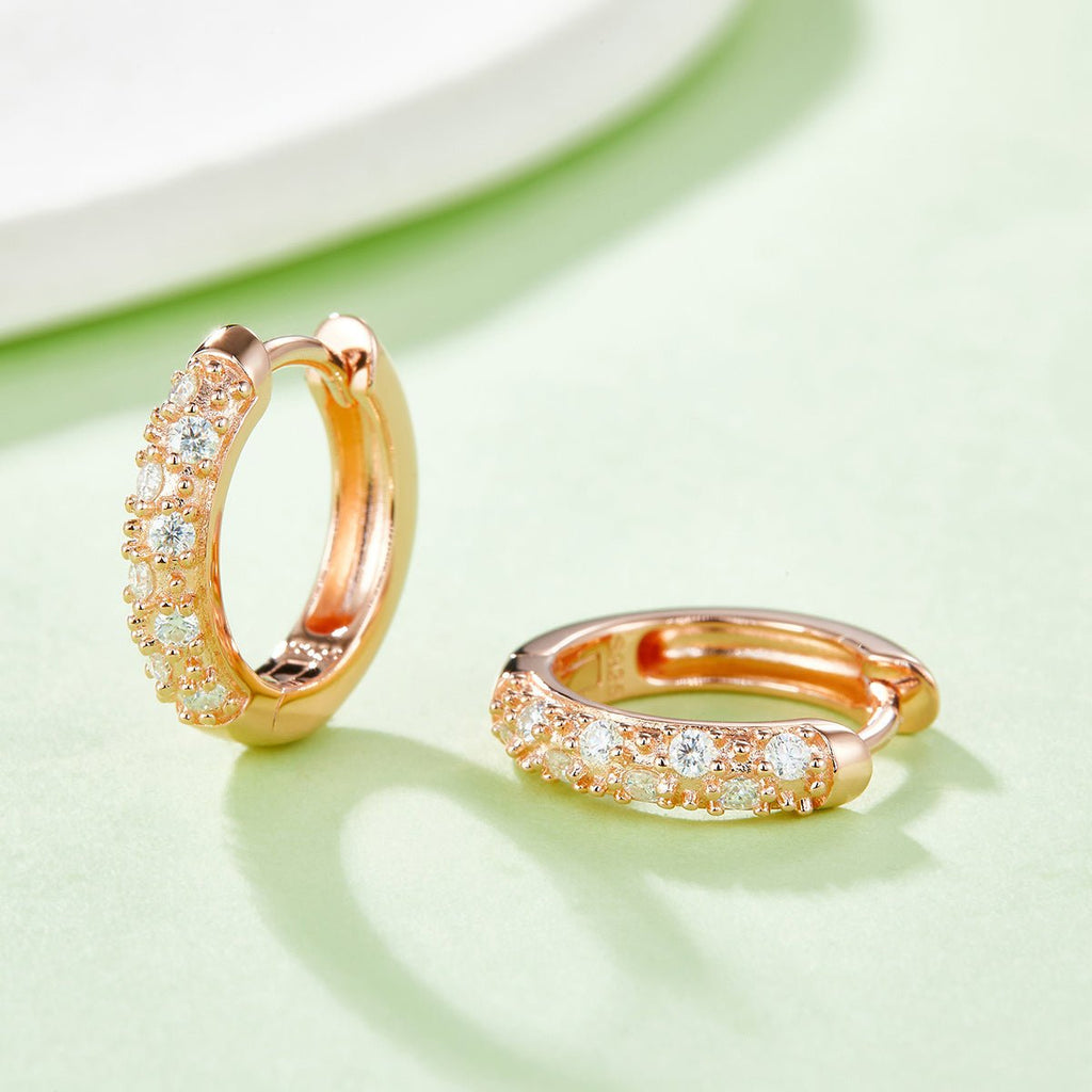 Boucles d’oreilles créoles moissanite 15mm argent sterling S925 2,9g, 16 pierres pavé, plaquées platine avec certificat GRA, coffret cadeau femme - IVOIRART.COM
