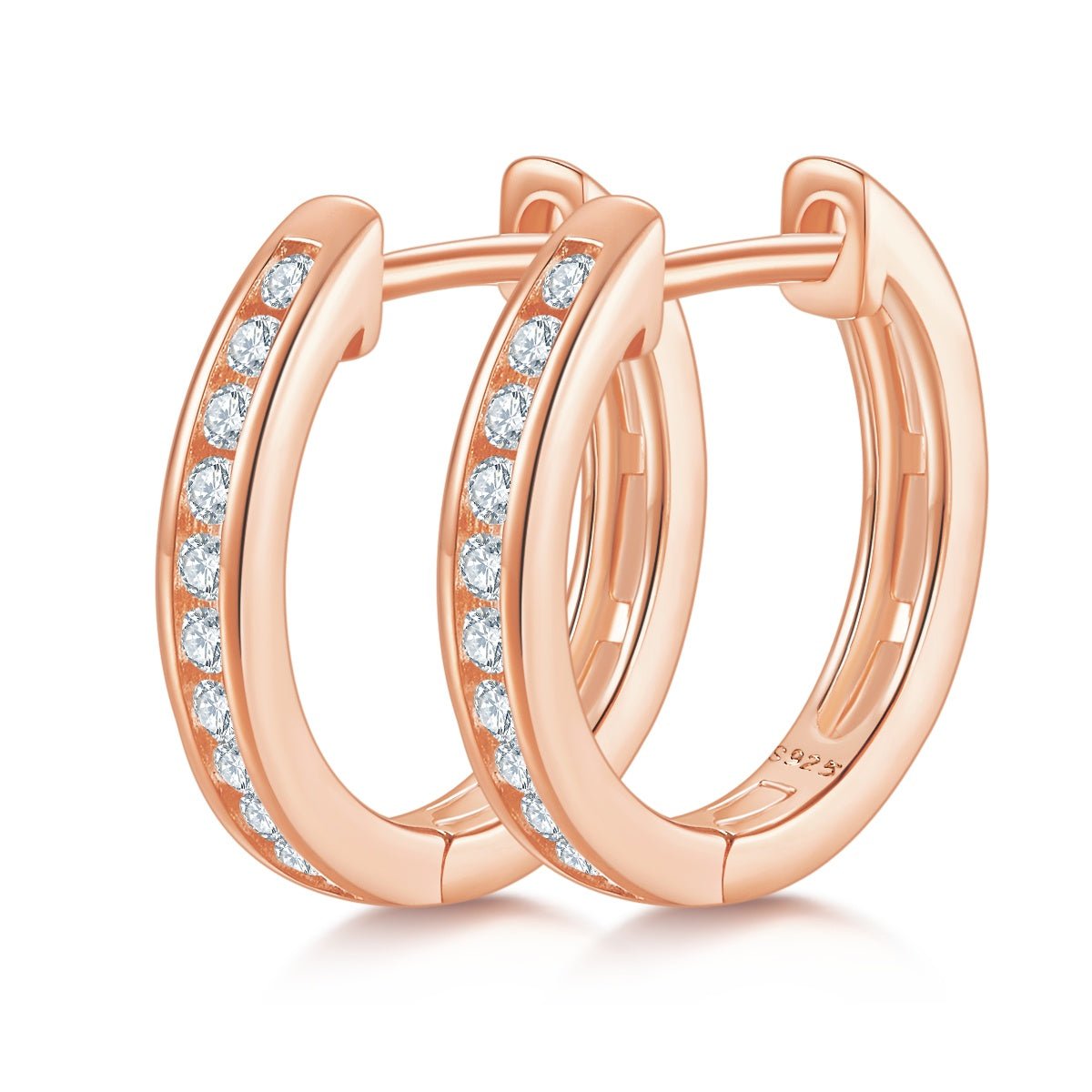 Boucles d’Oreilles Créoles Moissanite 22 Pierres Argent Sterling S925 1,9g 15mm Plaqué Platine avec Certificat GRA, Coffret Cadeau Pour Femme - IVOIRART.COM