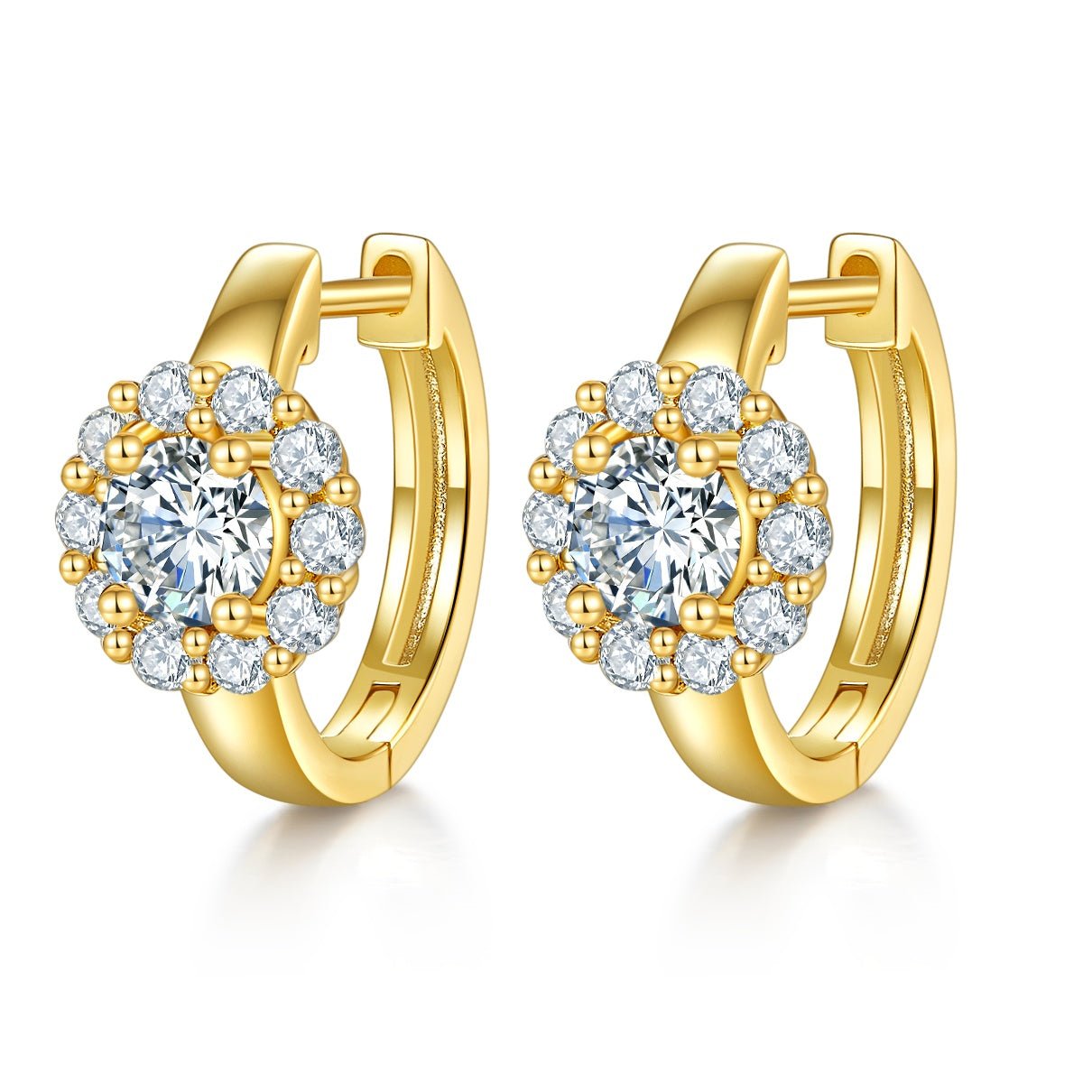 Boucles d’oreilles créoles Moissanite 5mm en argent sterling S925, 16mm halo, plaqué platine, certificat GRA, coffret cadeau pour femme - IVOIRART.COM
