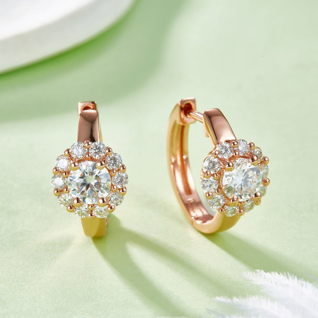 Boucles d’oreilles créoles Moissanite 5mm en argent sterling S925, 16mm halo, plaqué platine, certificat GRA, coffret cadeau pour femme - IVOIRART.COM