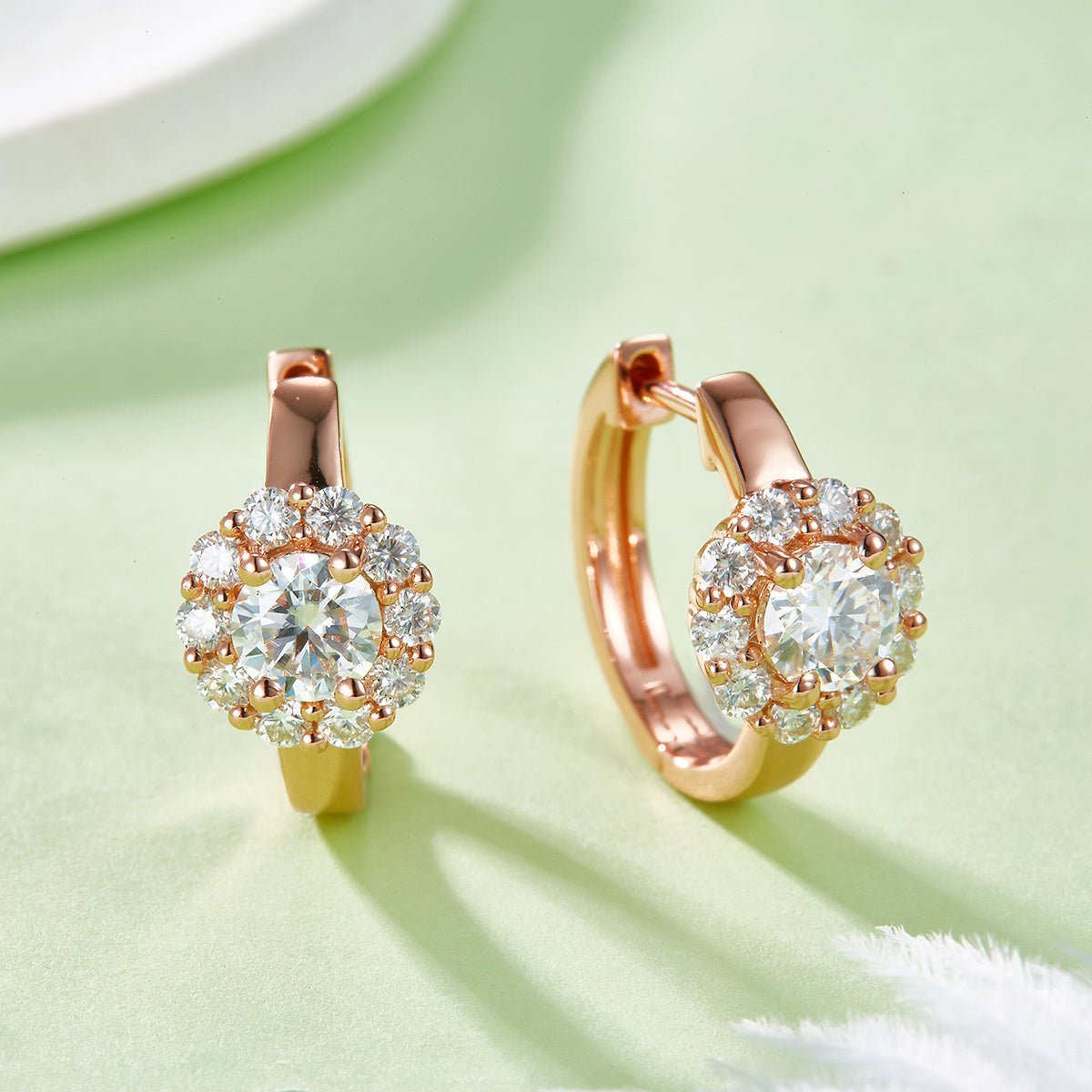 Boucles d’oreilles créoles Moissanite 5mm en argent sterling S925, 16mm halo, plaqué platine, certificat GRA, coffret cadeau pour femme - IVOIRART.COM