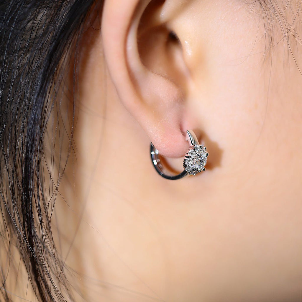 Boucles d’oreilles créoles Moissanite 5mm en argent sterling S925, 16mm halo, plaqué platine, certificat GRA, coffret cadeau pour femme - IVOIRART.COM