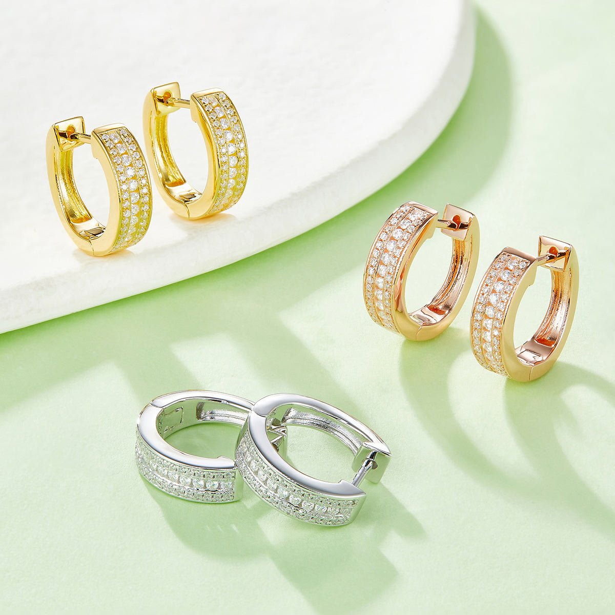 Boucles d’oreilles créoles Moissanite 86 pierres 4,1g argent sterling S925, pavé épais plaqué platine avec certificat GRA, coffret cadeau pour femmes - IVOIRART.COM
