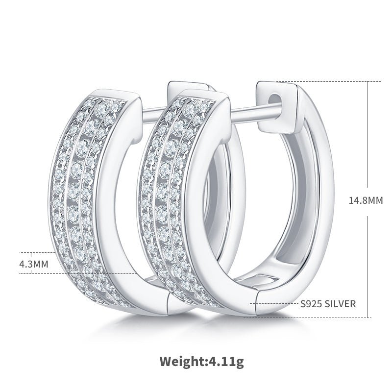Boucles d’oreilles créoles Moissanite 86 pierres 4,1g argent sterling S925, pavé épais plaqué platine avec certificat GRA, coffret cadeau pour femmes - IVOIRART.COM