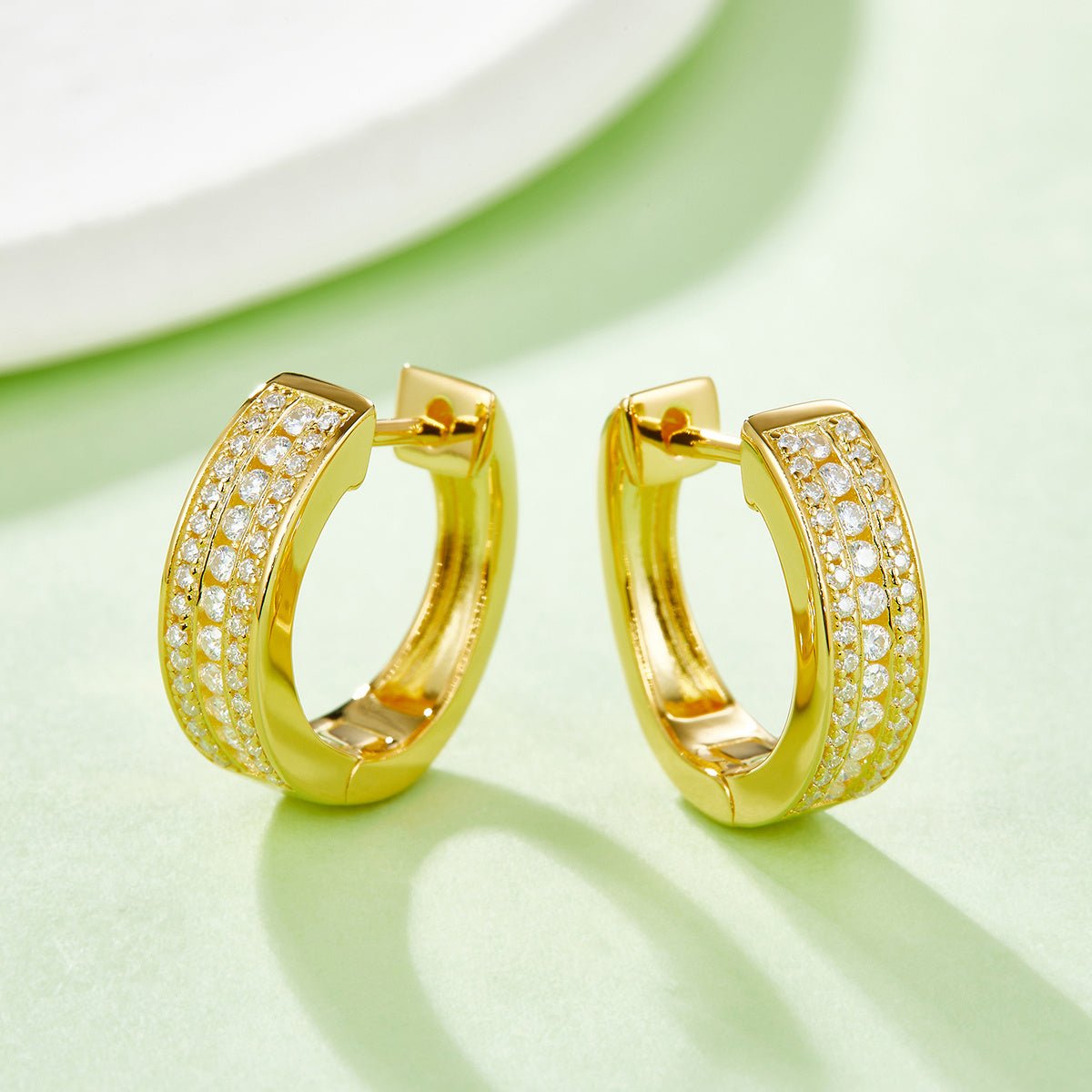Boucles d’oreilles créoles Moissanite 86 pierres 4,1g argent sterling S925, pavé épais plaqué platine avec certificat GRA, coffret cadeau pour femmes - IVOIRART.COM