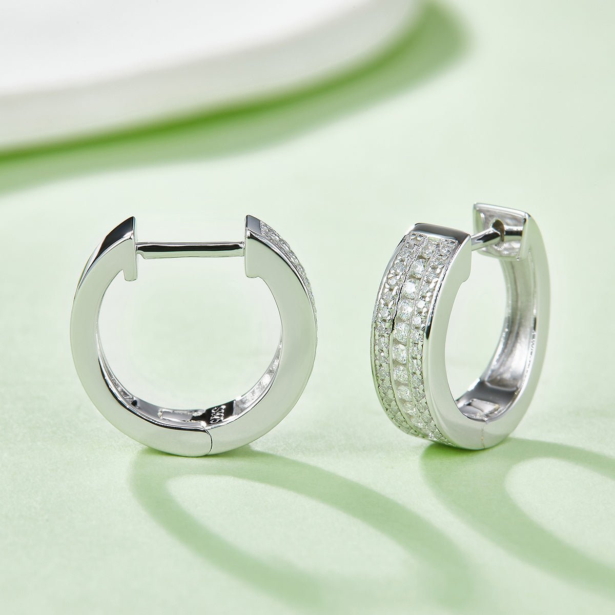 Boucles d’oreilles créoles Moissanite 86 pierres 4,1g argent sterling S925, pavé épais plaqué platine avec certificat GRA, coffret cadeau pour femmes - IVOIRART.COM