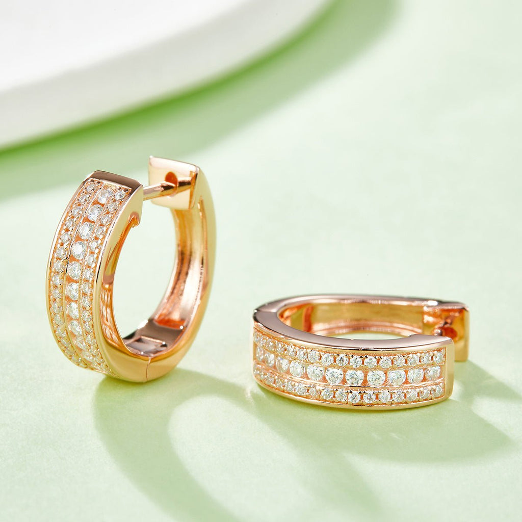 Boucles d’oreilles créoles Moissanite 86 pierres 4,1g argent sterling S925, pavé épais plaqué platine avec certificat GRA, coffret cadeau pour femmes - IVOIRART.COM