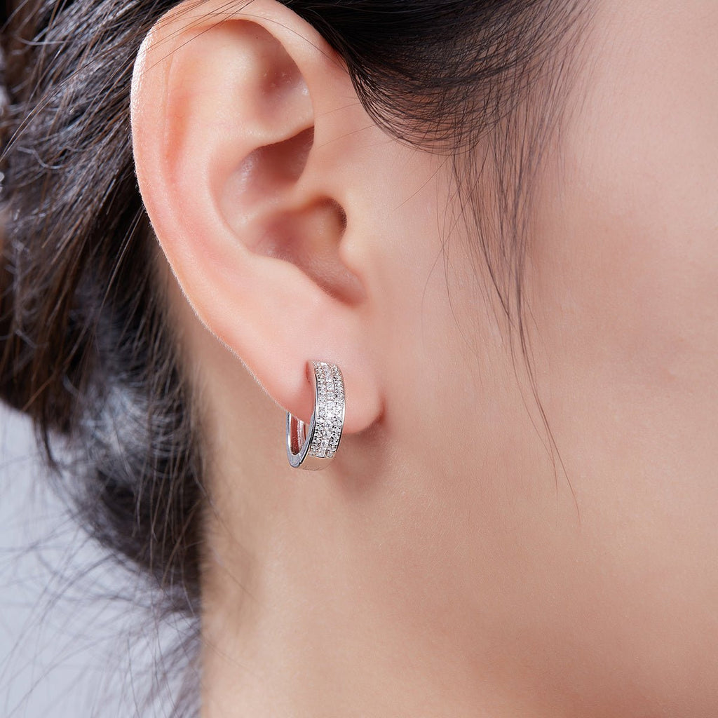 Boucles d’oreilles créoles Moissanite 86 pierres 4,1g argent sterling S925, pavé épais plaqué platine avec certificat GRA, coffret cadeau pour femmes - IVOIRART.COM