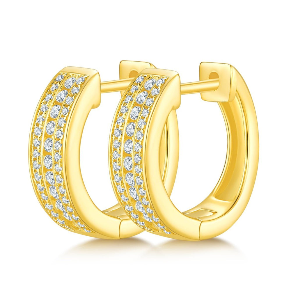 Boucles d’oreilles créoles Moissanite 86 pierres 4,1g argent sterling S925, pavé épais plaqué platine avec certificat GRA, coffret cadeau pour femmes - IVOIRART.COM