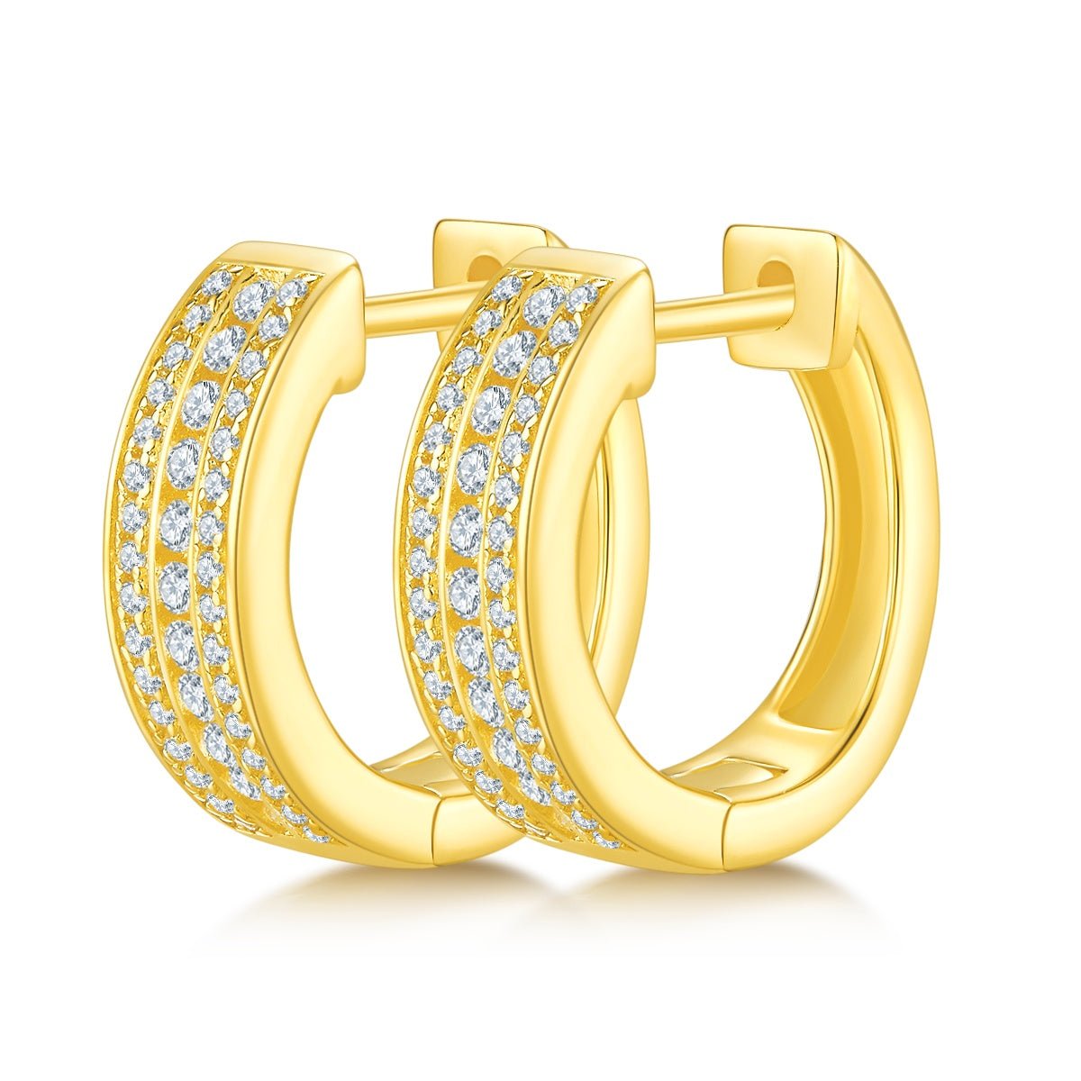 Boucles d’oreilles créoles Moissanite 86 pierres 4,1g argent sterling S925, pavé épais plaqué platine avec certificat GRA, coffret cadeau pour femmes - IVOIRART.COM