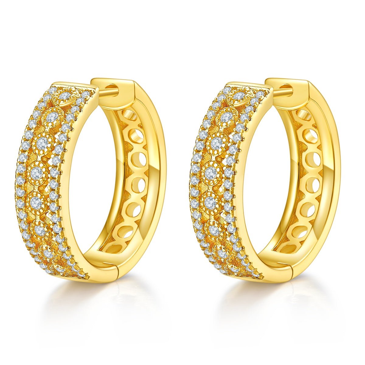 Boucles d'oreilles créoles pavées 20mm en argent sterling S925 8,5g, moissanite 0,74CT, dos creux, certificat GRA, plaqué platine, coffret cadeau - IVOIRART.COM