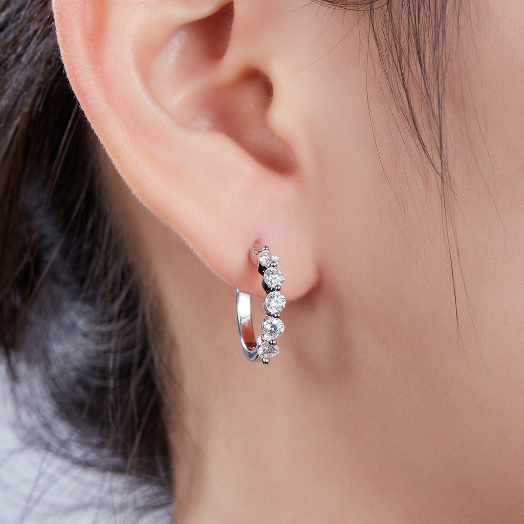 Boucles d'oreilles créoles S925 en argent sterling, 10 pièces, moissanite, 17 mm, plaquées platine, certifiées GRA, hypoallergéniques, coffret cadeau - IVOIRART.COM