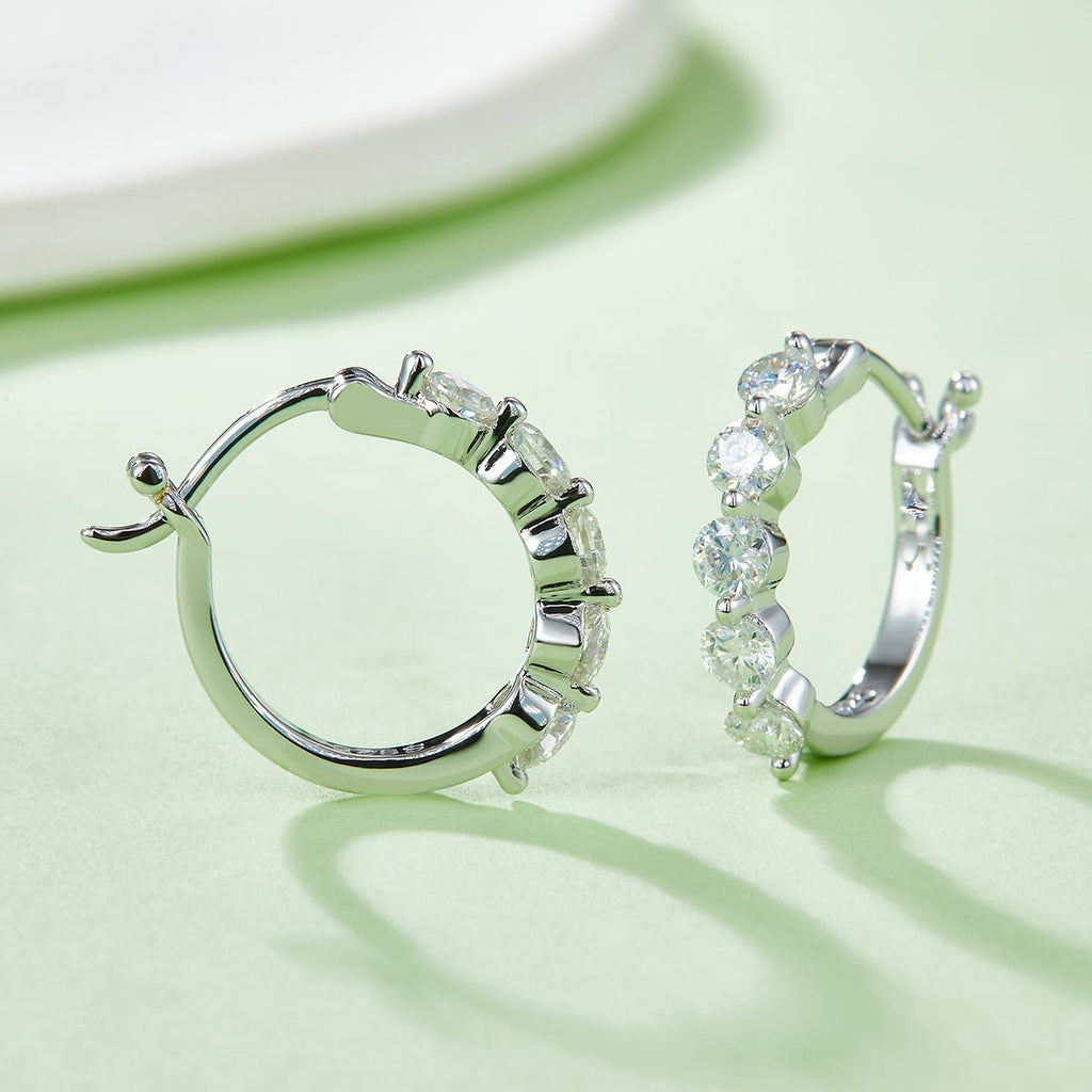Boucles d'oreilles créoles S925 en argent sterling, 10 pièces, moissanite, 17 mm, plaquées platine, certifiées GRA, hypoallergéniques, coffret cadeau - IVOIRART.COM