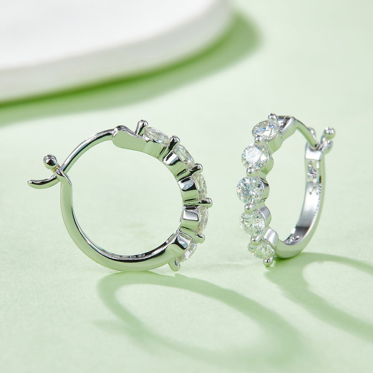 Boucles d'oreilles créoles S925 en argent sterling, 10 pièces, moissanite, 17 mm, plaquées platine, certifiées GRA, hypoallergéniques, coffret cadeau - IVOIRART.COM