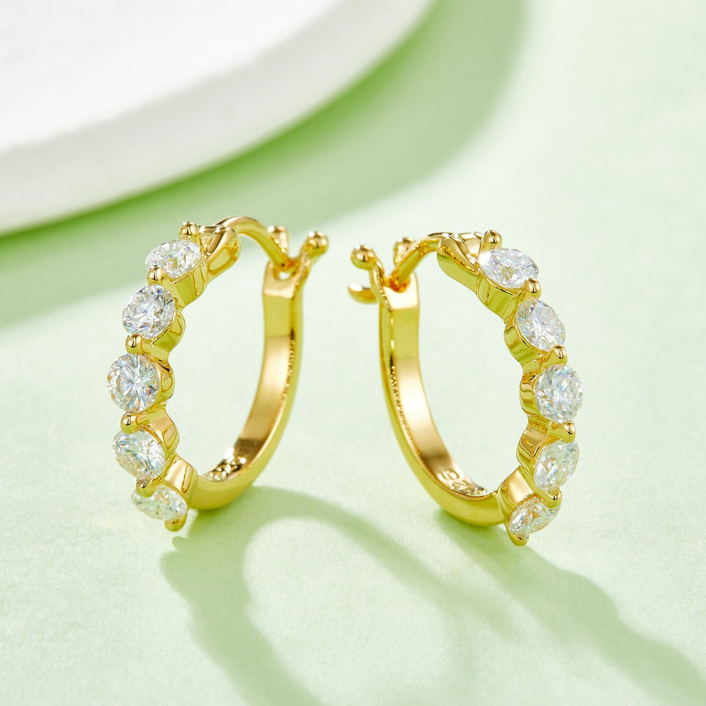 Boucles d'oreilles créoles S925 en argent sterling, 10 pièces, moissanite, 17 mm, plaquées platine, certifiées GRA, hypoallergéniques, coffret cadeau - IVOIRART.COM