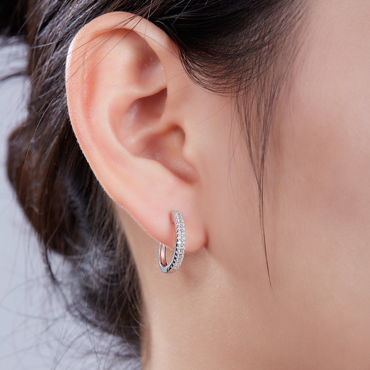 Boucles d'oreilles créoles texturées Moissanite 16mm en argent sterling S925 1,9g, pavage, certifiées GRA, plaqué platine, coffret cadeau femme - IVOIRART.COM