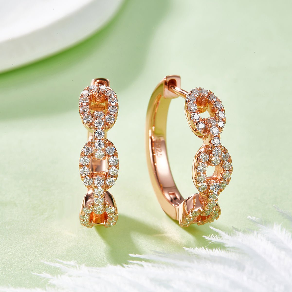 Boucles d'oreilles créoles torsadées en argent sterling S925 6g, 18mm, moissanite pavée, certifiées GRA, plaquées platine, coffret cadeau femme - IVOIRART.COM
