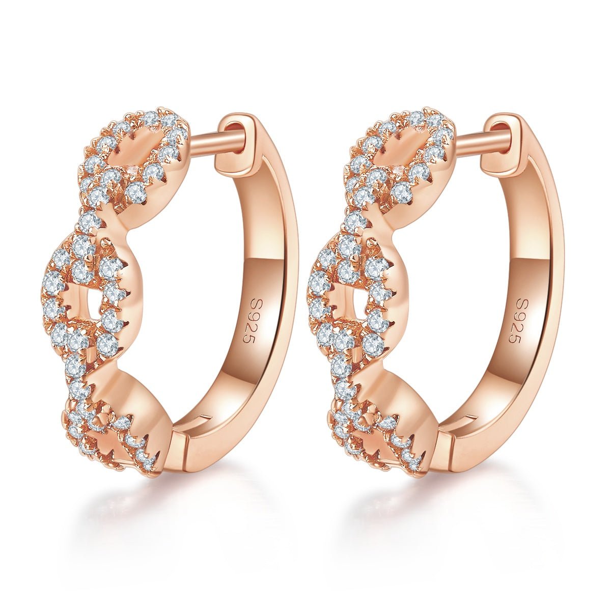 Boucles d'oreilles créoles torsadées en argent sterling S925 6g, 18mm, moissanite pavée, certifiées GRA, plaquées platine, coffret cadeau femme - IVOIRART.COM