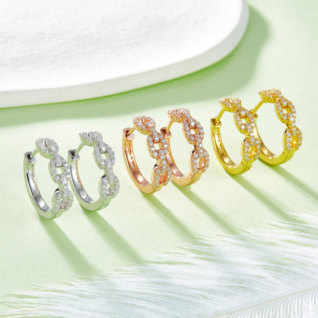 Boucles d'oreilles créoles torsadées en argent sterling S925 6g, 18mm, moissanite pavée, certifiées GRA, plaquées platine, coffret cadeau femme - IVOIRART.COM