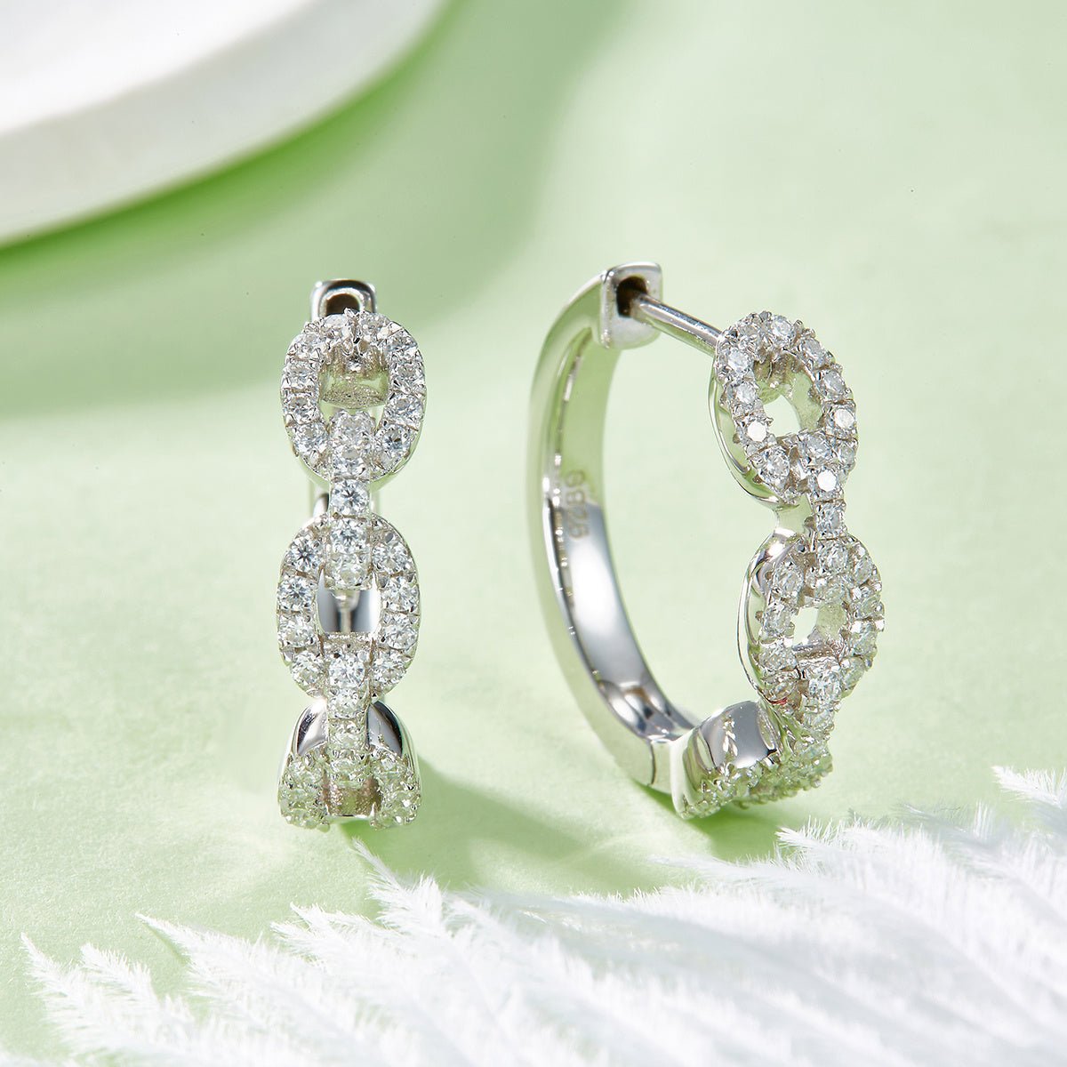 Boucles d'oreilles créoles torsadées en argent sterling S925 6g, 18mm, moissanite pavée, certifiées GRA, plaquées platine, coffret cadeau femme - IVOIRART.COM