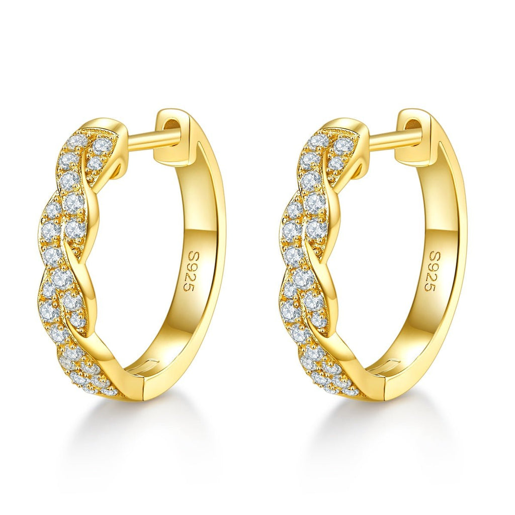 Boucles d'oreilles créoles torsadées en argent sterling S925 avec moissanite 17mm - IVOIRART.COM