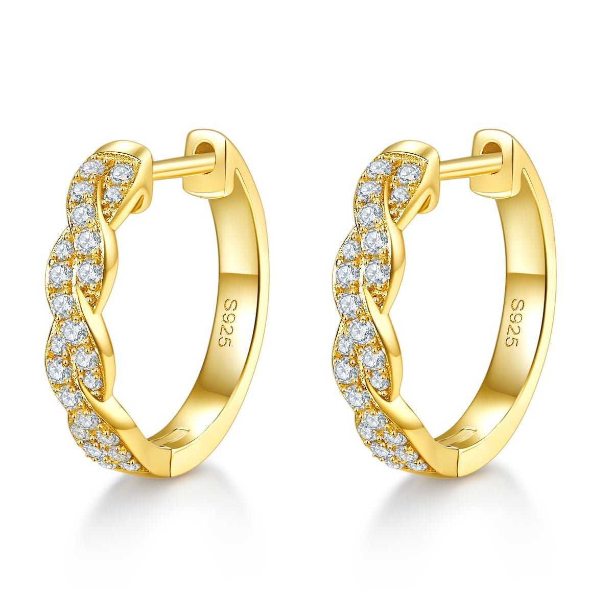 Boucles d'oreilles créoles torsadées en argent sterling S925 avec moissanite 17mm - IVOIRART.COM
