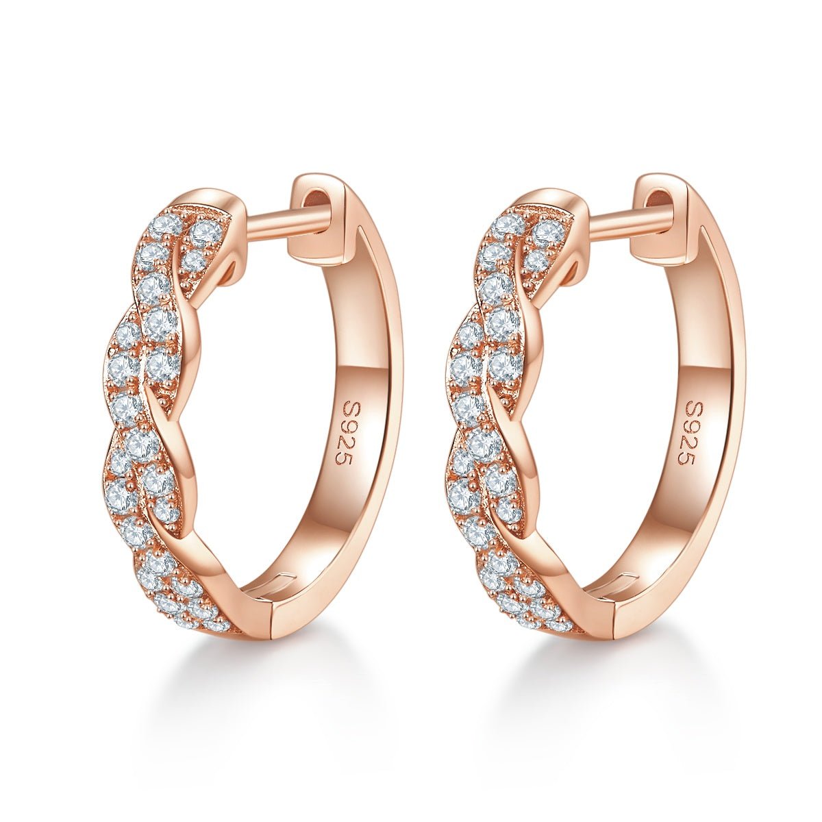 Boucles d'oreilles créoles torsadées en argent sterling S925 avec moissanite 17mm - IVOIRART.COM