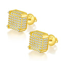 Boucles d'oreilles cube 3D en argent sterling S925, 218 moissanites D VVS1, 2g, fermoir vis, hypoallergéniques, coffret cadeau certifié GRA - IVOIRART.COM