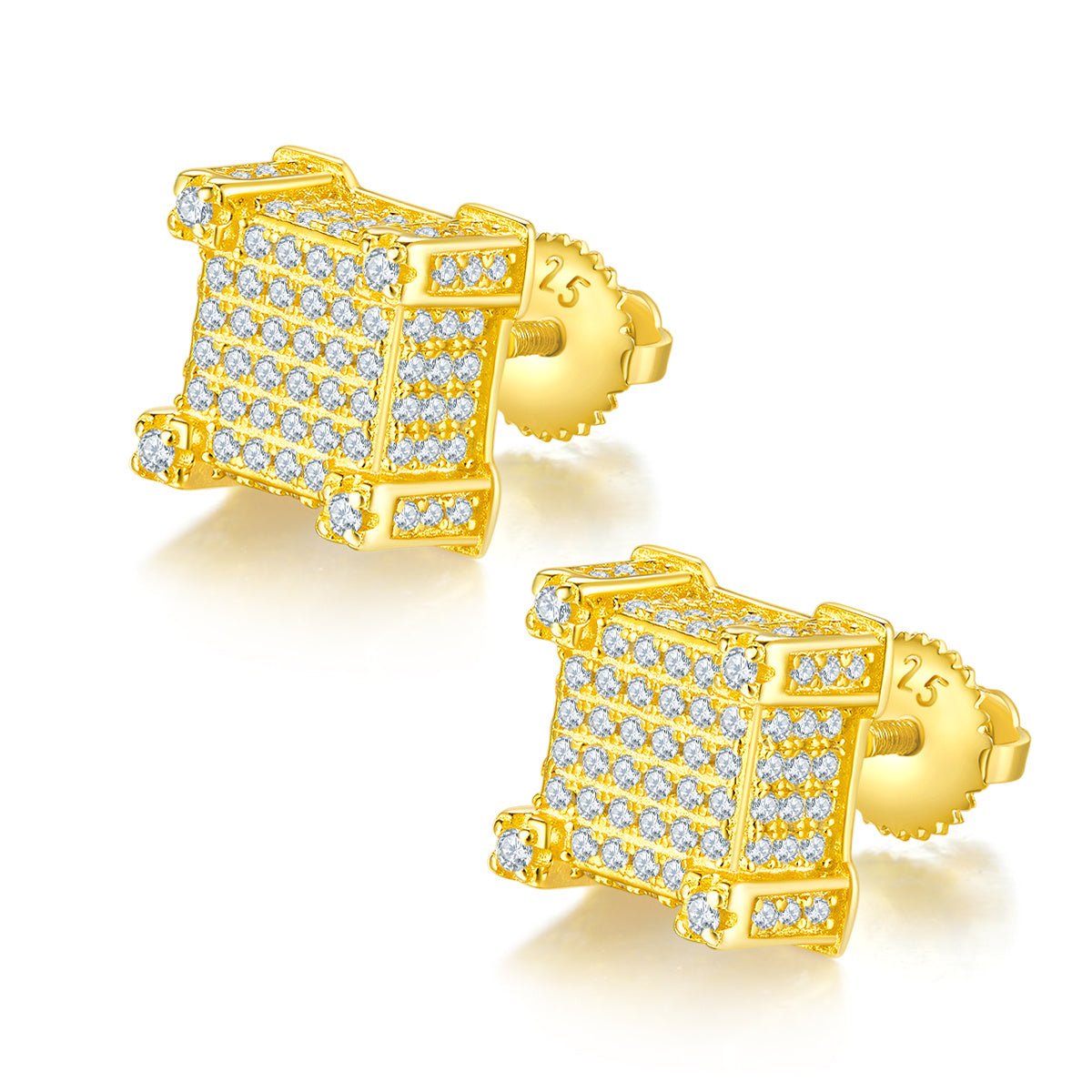 Boucles d'oreilles cube 3D en argent sterling S925 avec 216 moissanites D VVS1 - IVOIRART.COM