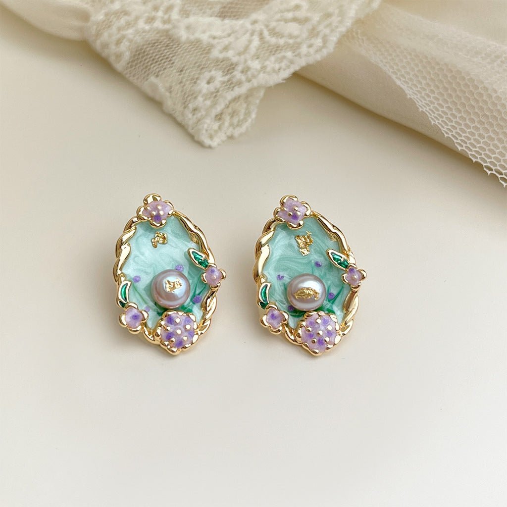 Boucles d'oreilles émail floral Premium - Style rétro français bohème vintage Or. - IVOIRART.COM