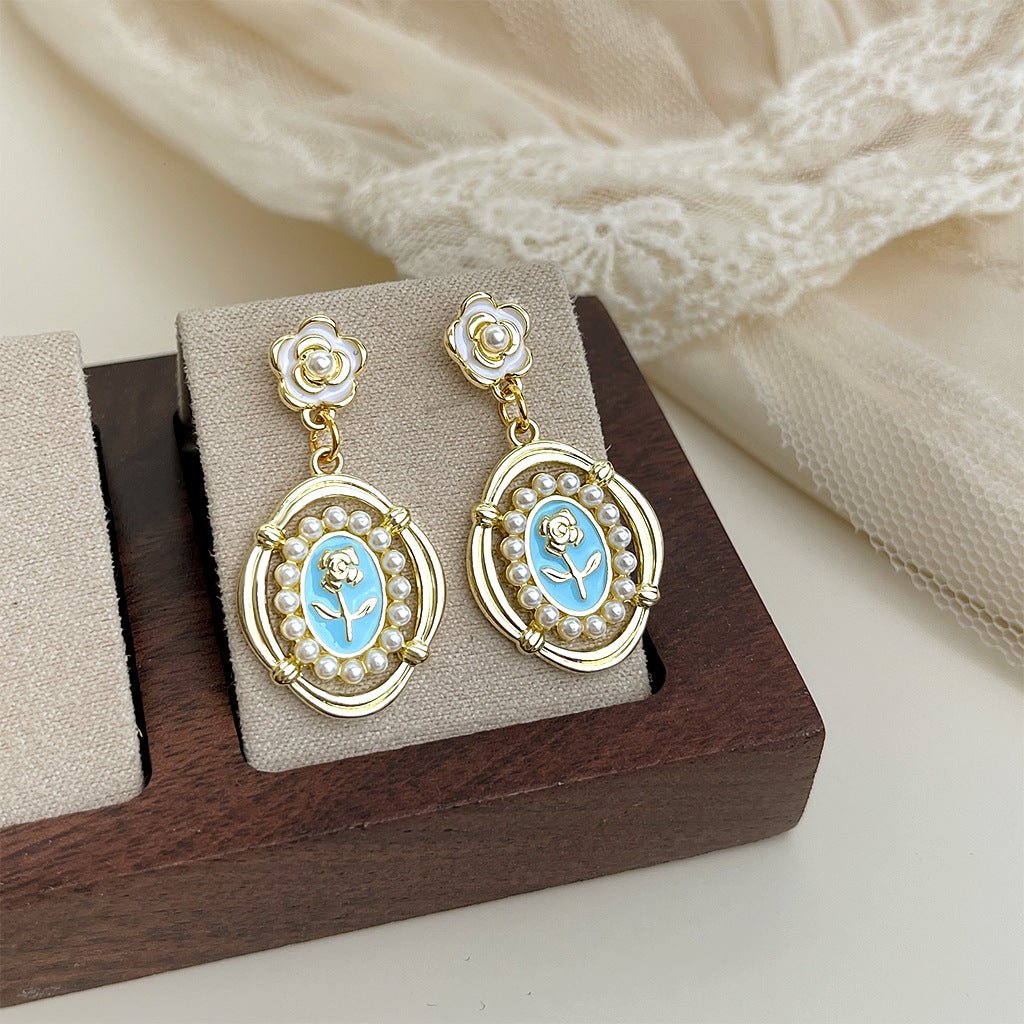 Boucles d'oreilles émail floral Premium - Style rétro français bohème vintage Or. - IVOIRART.COM