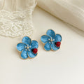 Boucles d'oreilles émail floral Premium - Style rétro français bohème vintage Or. - IVOIRART.COM