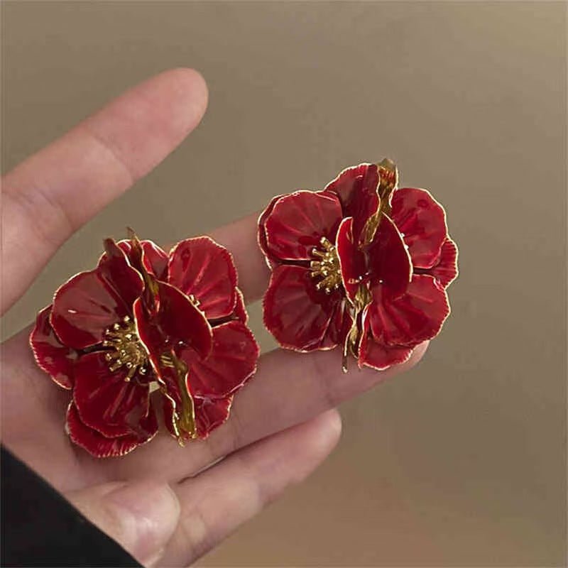Boucles d'oreilles émail vintage fleur—Clous rétro premium, élégantes et légères - IVOIRART.COM